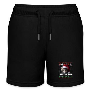Meowy Catmas Weihnachten Partnerlook Katzenmama - Kinder Organic Joggingshorts Mini Bolter von Stanley/Stella - Schwarz - Vorne