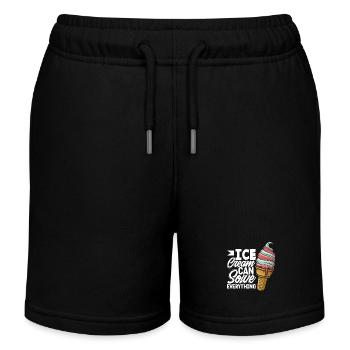 Amateurs de glaces - la crème glacée peut tout résoudre - Short de jogging enfant bio Stanley/Stella - noir - Devant