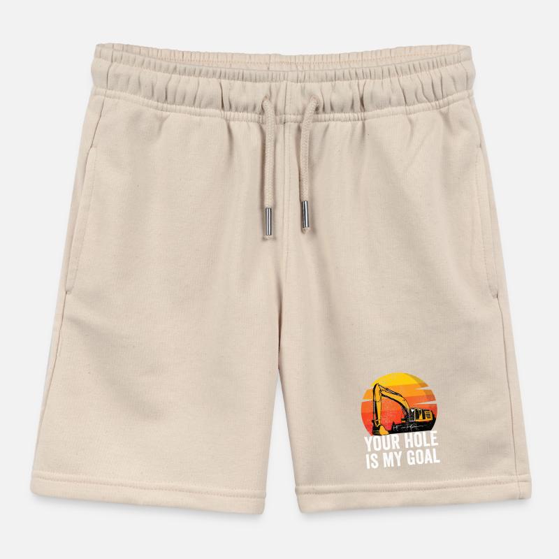 Excavator Construction Worker Kids Organic Sweat Shorts by Stanley/Stella