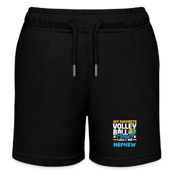 My favorite volleyball player calls me nephew - Kids Organic Sweat Shorts by Stanley/Stella - black - Front