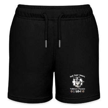 Rock Paper Scissors Throat Punch - Border Collie - Kids Organic Sweat Shorts by Stanley/Stella - black - Front