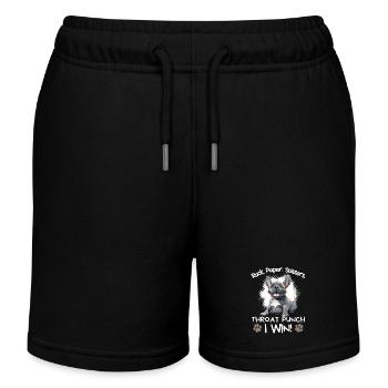 Rock Paper Scissors French Bulldog Funny - Kids Organic Sweat Shorts by Stanley/Stella - black - Front