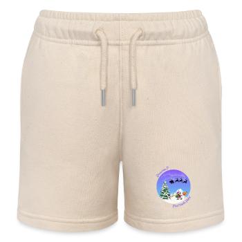 Christmas Mail. Christmas Post. North Pole - Kids Organic Sweat Shorts by Stanley/Stella - soft Ecru - Front