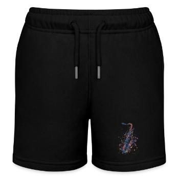 Saxophon - Kinder Organic Joggingshorts Mini Bolter von Stanley/Stella - Schwarz - Vorne