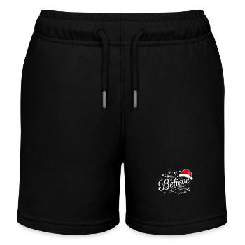 Believe in Santa Claus, Funny Christmas Merry Xmas - Kids Organic Sweat Shorts by Stanley/Stella - black - Front
