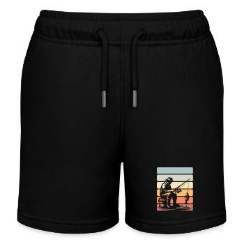 Fishing Anglers Fishing - Kids Organic Sweat Shorts by Stanley/Stella - black - Front