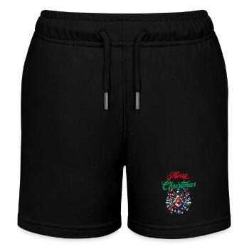 Merry Christmas wishes funny reindeer - Xmas - Kids Organic Sweat Shorts by Stanley/Stella - black - Front