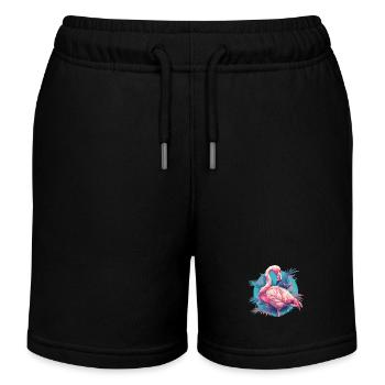 Flamingos Flamingo - Kids Organic Sweat Shorts by Stanley/Stella - black - Front