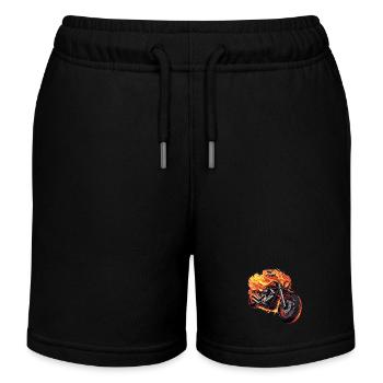 Motorcycle with flames - Kids Organic Sweat Shorts by Stanley/Stella - black - Front