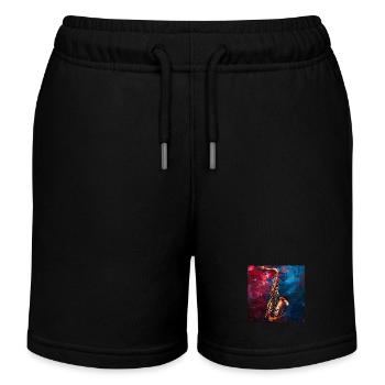 Saxophon - Kinder Organic Joggingshorts Mini Bolter von Stanley/Stella - Schwarz - Vorne