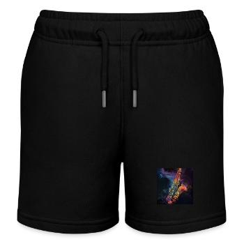 Saxophon - Kinder Organic Joggingshorts Mini Bolter von Stanley/Stella - Schwarz - Vorne