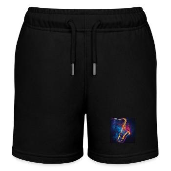 Saxophon - Kinder Organic Joggingshorts Mini Bolter von Stanley/Stella - Schwarz - Vorne