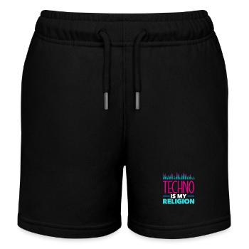 Techno Lover: Techno is my religion - Kids Organic Sweat Shorts by Stanley/Stella - black - Front