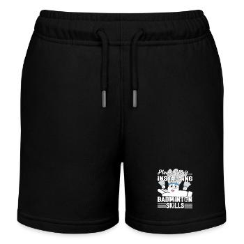 Please Wait Installing Badminton - Kids Organic Sweat Shorts by Stanley/Stella - black - Front