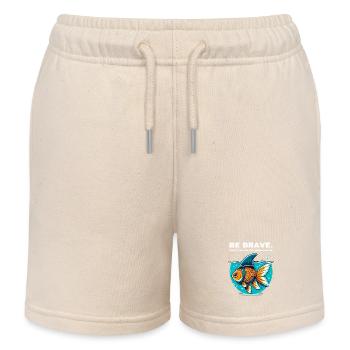 Courage Courage Goldfish Shark Motivation Be Strong - Kids Organic Sweat Shorts by Stanley/Stella - soft Ecru - Front