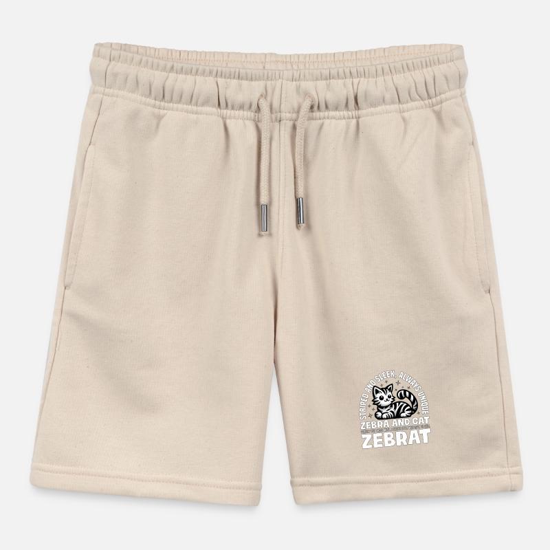 STRIPED AND SLEEK ALWAYS UNIQUE - ZEBRA AND CAT Kids Organic Sweat Shorts by Stanley/Stella