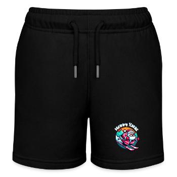 Weihnachtsmann Weihnachten Skifahren Winter Schnee - Kinder Organic Joggingshorts Mini Bolter von Stanley/Stella - Schwarz - Vorne