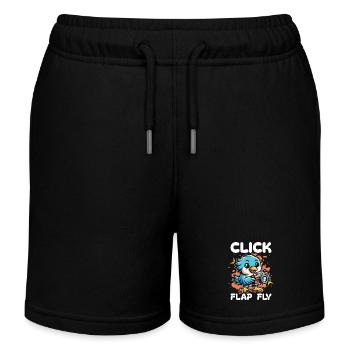 Bird Photography Click Flap Fly Ornithologist - Kids Organic Sweat Shorts by Stanley/Stella - black - Front