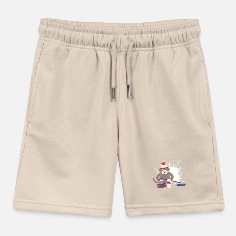 Sock Monkey Curling Kids Organic Sweat Shorts by Stanley/Stella