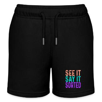 see it say it sorted - Kids Organic Sweat Shorts by Stanley/Stella - black - Front