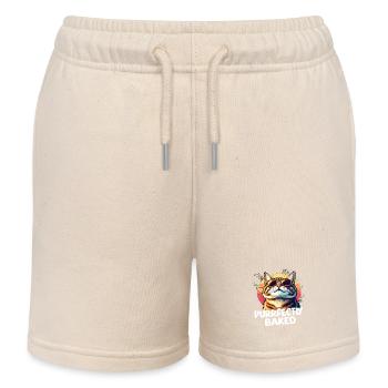 Chat parfaitement cuit Drôle de chat Dicton de chat - Short de jogging enfant bio Stanley/Stella - écru doux - Devant