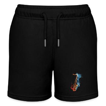 Saxophon - Kinder Organic Joggingshorts Mini Bolter von Stanley/Stella - Schwarz - Vorne