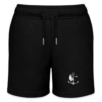 Anchor Seagull Seagulls Seagull Maritime Sailor - Kids Organic Sweat Shorts by Stanley/Stella - black - Front