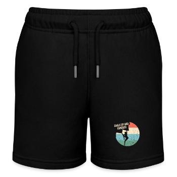 Chalking up and conquering boulderers - Kids Organic Sweat Shorts by Stanley/Stella - black - Front