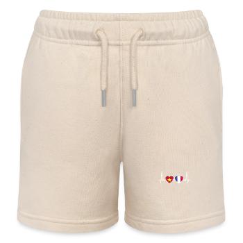 Vietnam France Heartbeat Flag Vietnamese - Kids Organic Sweat Shorts by Stanley/Stella - soft Ecru - Front