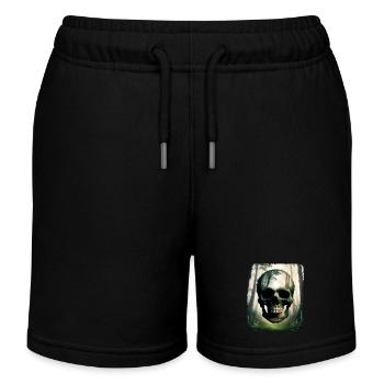 Human skull, intricately crafted from a forest - Kids Organic Sweat Shorts by Stanley/Stella - black - Front