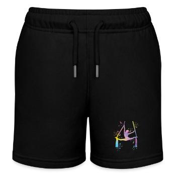 Vertical Cloth Aerial Acrobatics Aerial Silk - Kids Organic Sweat Shorts by Stanley/Stella - black - Front