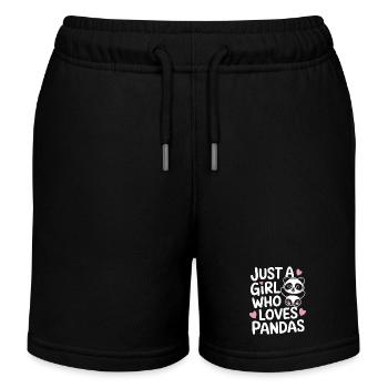 Panda Bear Panda Animal Pandas - Kids Organic Sweat Shorts by Stanley/Stella - black - Front