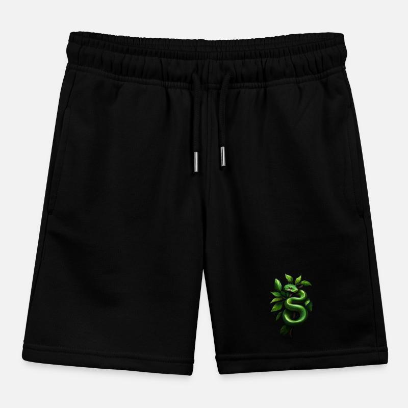 Green Tree Python Snakes Lover Terrarium Kids Organic Sweat Shorts by Stanley/Stella