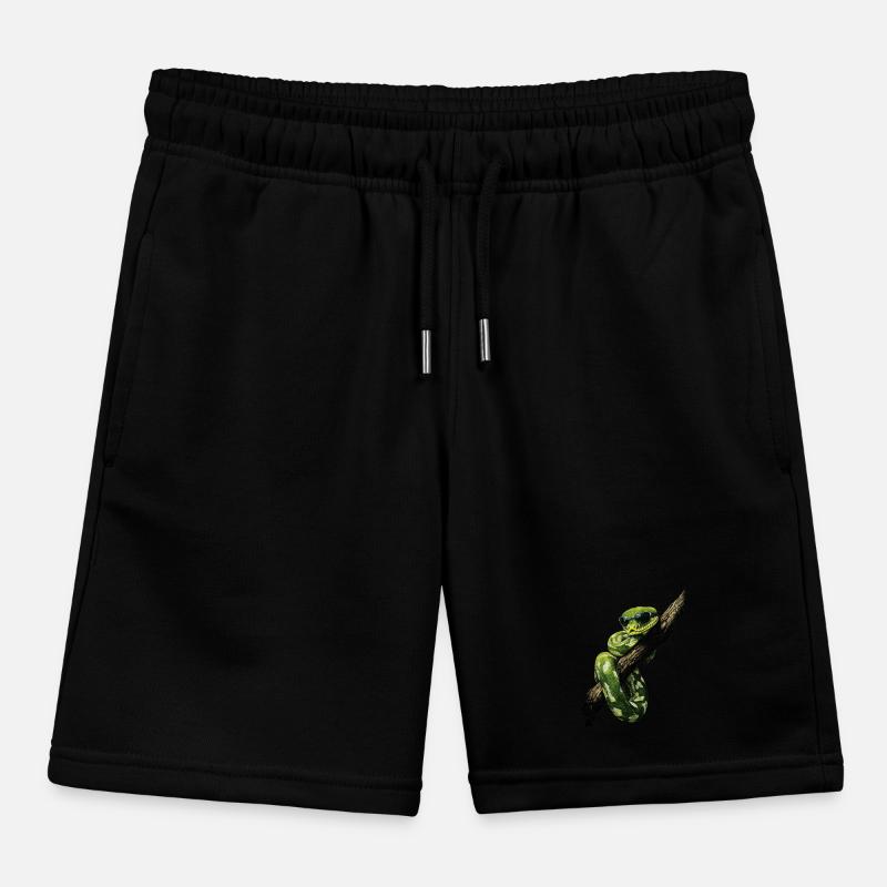 Green Tree Python Snakes Lover Terrarium Kids Organic Sweat Shorts by Stanley/Stella