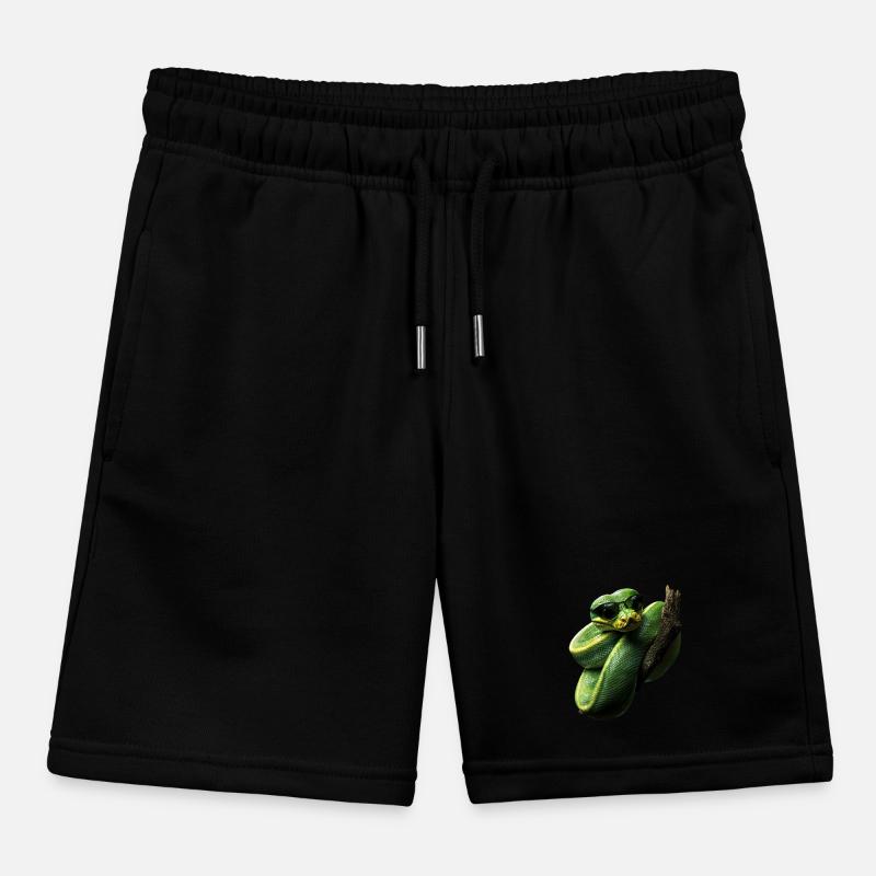 Green Tree Python Snakes Lover Terrarium Kids Organic Sweat Shorts by Stanley/Stella
