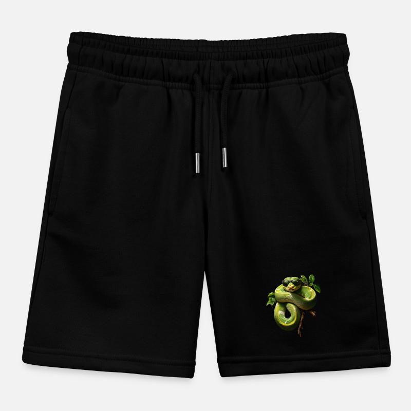 Green Tree Python Snakes Lover Terrarium Kids Organic Sweat Shorts by Stanley/Stella