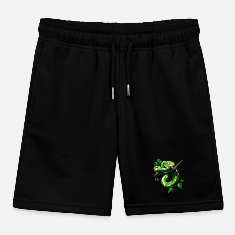 Green Tree Python Snakes Lover Terrarium Kids Organic Sweat Shorts by Stanley/Stella