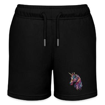 Einhorn - Kinder Organic Joggingshorts Mini Bolter von Stanley/Stella - Schwarz - Vorne