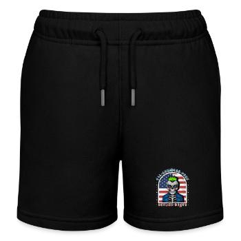 Punk Skull w Neon Mohawk and USA Flag Background - Kids Organic Sweat Shorts by Stanley/Stella - black - Front