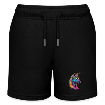 Einhorn - Kinder Organic Joggingshorts Mini Bolter von Stanley/Stella - Schwarz - Vorne