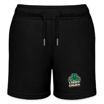 Lucky Gamer Retro Pixel Clover T-Shirt Design - Kids Organic Sweat Shorts by Stanley/Stella - black - Front