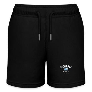 Corfu Greece Greek Flag Greek - Kids Organic Sweat Shorts by Stanley/Stella - black - Front