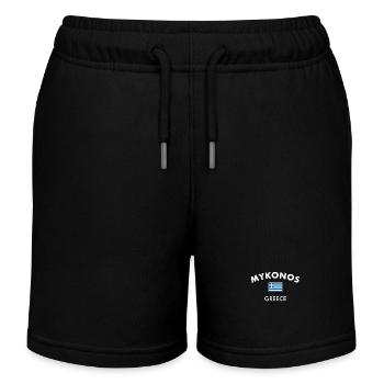 Mykonos Greece Greek Flag Greek - Kids Organic Sweat Shorts by Stanley/Stella - black - Front