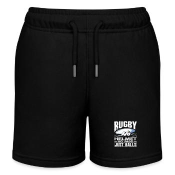 Joueur de rugby : pas de casque, juste du courage - Short de jogging enfant bio Stanley/Stella - noir - Devant