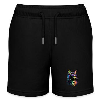 Cat Norwegian Forest Cat Norwegian Forest Cats - Kids Organic Sweat Shorts by Stanley/Stella - black - Front