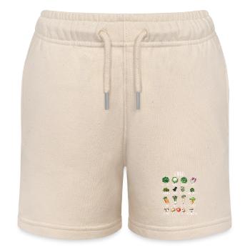 January Collage of seasonal fruit and vegetables - Kids Organic Sweat Shorts by Stanley/Stella - soft Ecru - Front