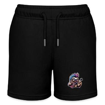 Faultier Rock and Roll Gitarrist - Kinder Organic Joggingshorts Mini Bolter von Stanley/Stella - Schwarz - Vorne