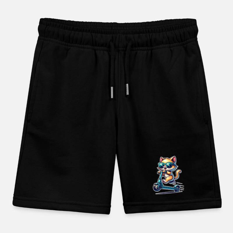 E-Scooter E-Scooter Cat Scooter Kids Organic Sweat Shorts by Stanley/Stella