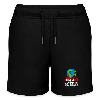 Earth Day Global Warming Is Real - Kids Organic Sweat Shorts by Stanley/Stella - black - Front