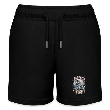 Lead with Strength Powerful Wolf Leadership Quote - Kinder Organic Joggingshorts Mini Bolter von Stanley/Stella - Schwarz - Vorne